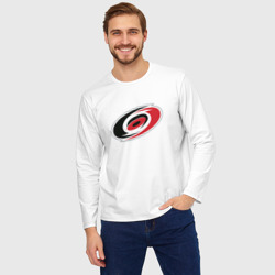 Мужской лонгслив oversize хлопок Каролина Харрикейнз, Carolina Hurricanes логотип - фото 2