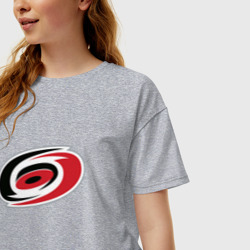 Женская футболка хлопок Oversize Каролина Харрикейнз, Carolina Hurricanes логотип - фото 2