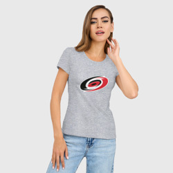 Женская футболка хлопок Slim Каролина Харрикейнз, Carolina Hurricanes логотип - фото 2