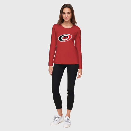 Женский лонгслив хлопок Каролина Харрикейнз, Carolina Hurricanes логотип, цвет красный - фото 5