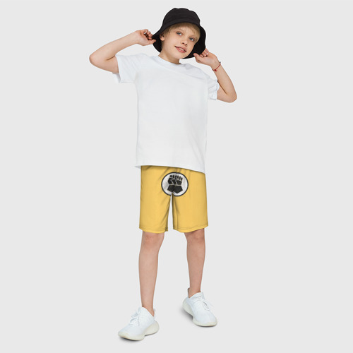Детские спортивные шорты 3D с принтом Имперские кулаки (цвет легиона 7), фото на моделе #1