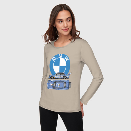 Женский лонгслив хлопок BMW Motorsport Retro, Germany, цвет миндальный - фото 3