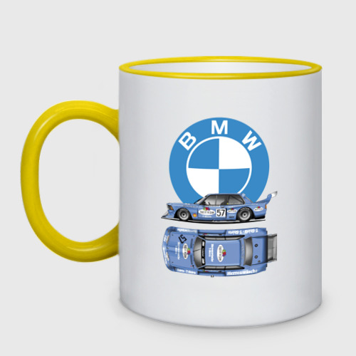 Кружка двухцветная BMW Motorsport Retro, Germany, цвет Кант желтый