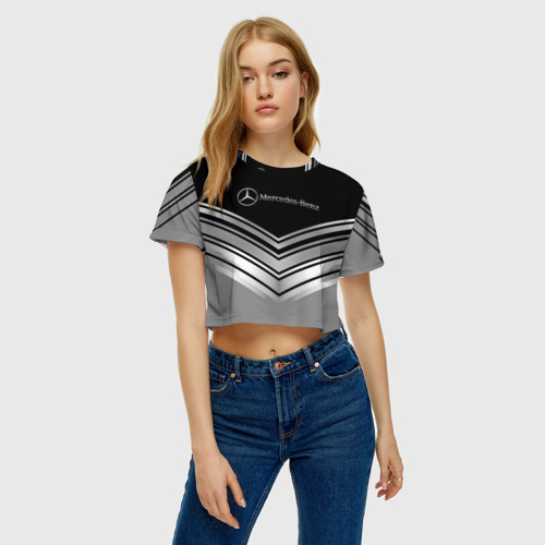 Женская футболка Crop-top 3D [Mercedes-Benz] Текстура, цвет 3D печать - фото 4