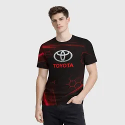 Мужская футболка 3D [Toyota] Неоновые соты - фото 2