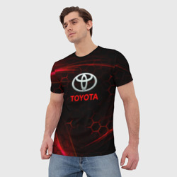 Мужская футболка 3D [Toyota] Неоновые соты - фото 2