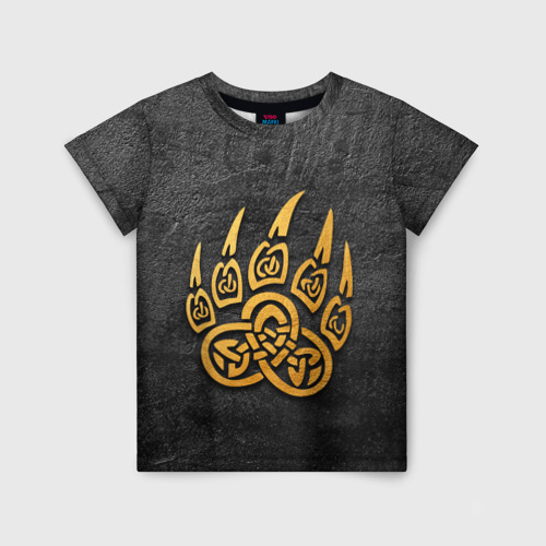 Детская футболка 3D Золотая медвежья лапа, цвет 3D печать