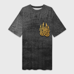 Платье-футболка 3D Волчий отпечаток золотом Символ Велеса