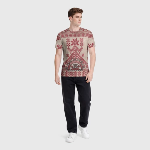 Мужская футболка 3D с принтом Славянская вышивка Узоры Руси, вид сбоку #3