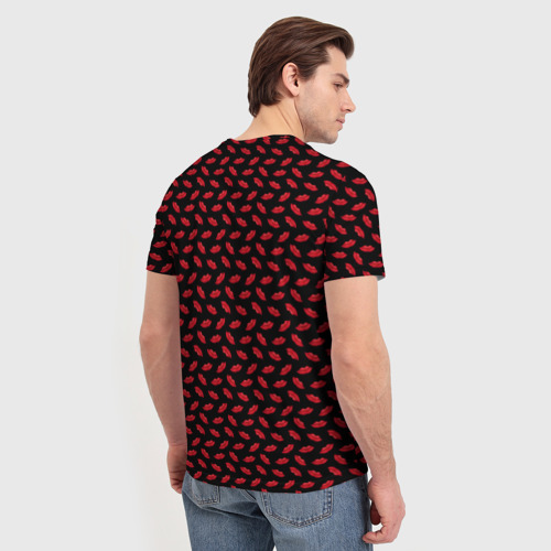 Мужская футболка 3D Поцелуи алые губы для любимых, цвет 3D печать - фото 4