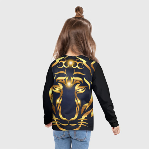Детский лонгслив 3D с принтом Золотой символ года Тигр, вид сзади #2