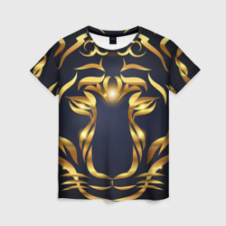 Женская футболка 3D Золотой символ года Тигр