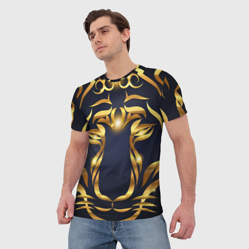 Мужская футболка 3D Золотой символ года Тигр, цвет 3D печать - фото 3