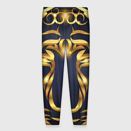 Мужские брюки 3D с принтом Золотой символ года Тигр, вид сзади #1