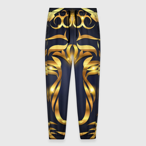 Мужские брюки 3D с принтом Золотой символ года Тигр, вид спереди #2