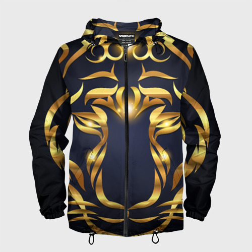 Мужская ветровка 3D с принтом Золотой символ года Тигр, вид спереди #2