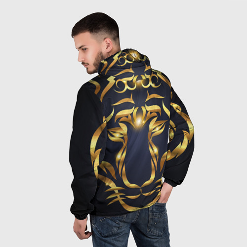 Мужская ветровка 3D с принтом Золотой символ года Тигр, вид сзади #2