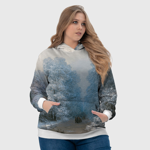 Женская толстовка 3D Зимний пейзаж картина маслом, цвет 3D печать - фото 6
