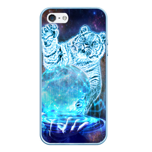 Чехол для iPhone 5/5S матовый Звездный тигр и космо-сфера