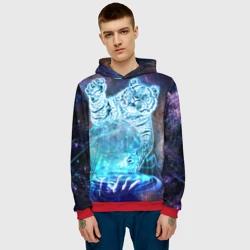 Мужская толстовка 3D Звездный тигр и космо-сфера - фото 2