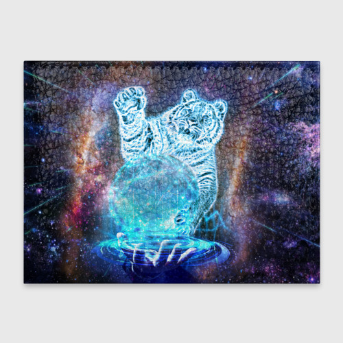 Обложка для студенческого билета Звездный тигр, цвет синий