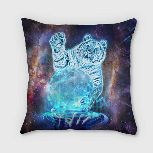 Подушка 3D Звездный тигр и космо-сфера