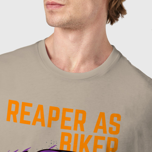 Мужская футболка хлопок Велосипедист с косой, цвет миндальный - фото 6