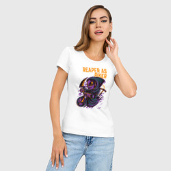 Женская футболка хлопок Slim Велосипедист с косой - фото 2