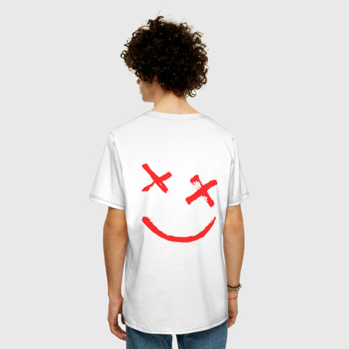 Мужская футболка хлопок Oversize Don’t Worry, Be Happy, цвет белый - фото 4