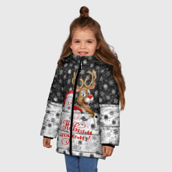 Зимняя куртка для девочек 3D С Новым Годом дед мороз и олень - фото 2
