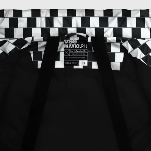 Зимняя куртка для девочек 3D Шахматная Иллюзия Искажения, цвет черный - фото 7