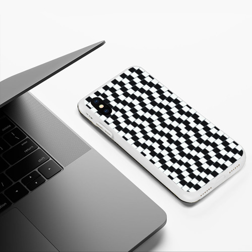Чехол для iPhone XS Max матовый Шахматная Иллюзия Искажения, цвет белый - фото 5