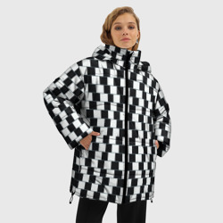 Женская зимняя куртка Oversize Шахматная Иллюзия Искажения - фото 2