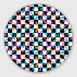 Круглый коврик для мышки Разноцветные Шахматные Фигуры