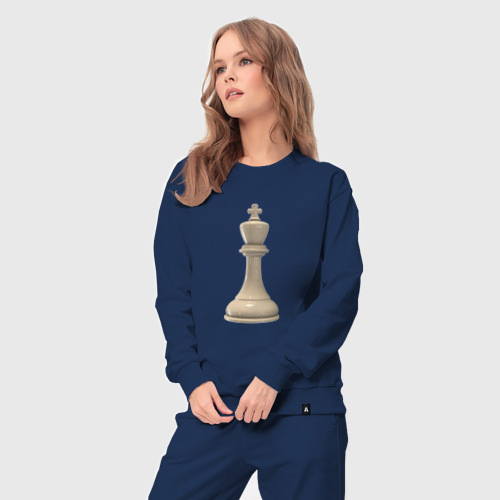 Женский костюм хлопок Шахматная фигура Белый король, цвет темно-синий - фото 5