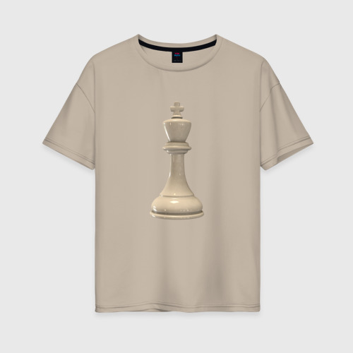 Женская футболка хлопок Oversize с принтом Шахматная фигура Белый король, вид спереди #2