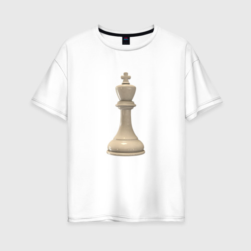 Женская футболка хлопок Oversize Шахматная фигура Белый король, цвет белый