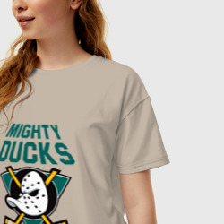Женская футболка хлопок Oversize Анахайм Дакс, Mighty Ducks - фото 2