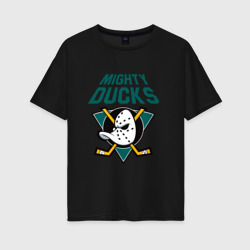 Женская футболка хлопок Oversize Анахайм Дакс, Mighty Ducks