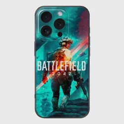 Чехол для iPhone 16 Pro силиконовый с защитой камеры Battlefield 2042 игровой арт