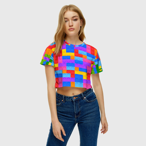 Женская футболка Crop-top 3D Лего-го, цвет 3D печать - фото 3