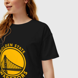 Женская футболка хлопок Oversize Golden state Warriors NBA - фото 2