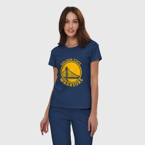 Женская пижама хлопок Golden state Warriors NBA, цвет темно-синий - фото 3