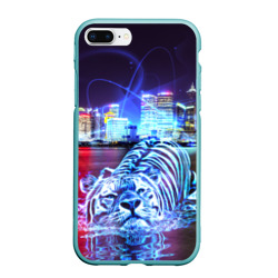 Чехол для iPhone 7Plus/8 Plus матовый Плывущий неоновый тигр