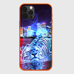 Чехол для iPhone 12 Pro Max Плывущий неоновый тигр