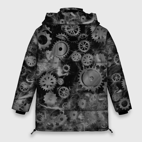 Женская зимняя куртка Oversize Механизм и дым, стимпанк, цвет черный - фото 2