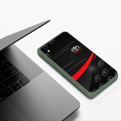 Чехол для iPhone XS Max матовый с принтом ТОЙОТА / TOYOTA RED LINES, фото #5
