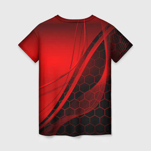 Женская футболка 3D с принтом LEXUS RED GEOMETRY | ЛЕКСУС, вид сзади #1