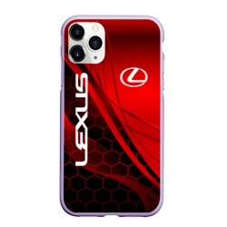 Чехол для iPhone 11 Pro матовый Lexus red geometry Лексус