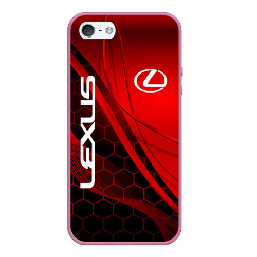 Чехол для iPhone 5/5S матовый Lexus red geometry Лексус, цвет малиновый